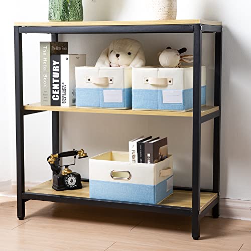 Fodable Storage Bins for Closet [3 (Blue&Cream / Medium(3-Pack))