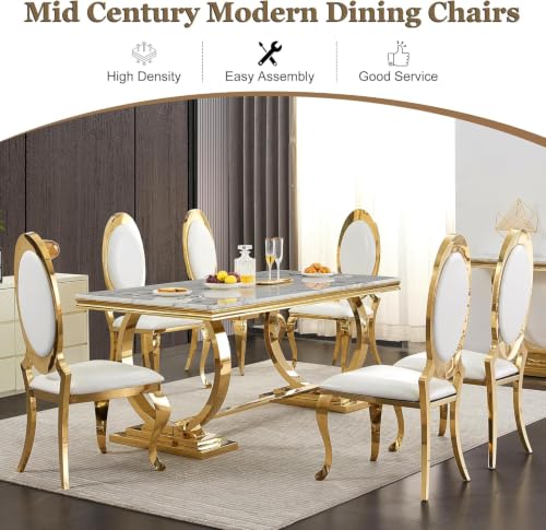 Modern Dining Chairs Set of 2 (White/Gold / Set of 2)