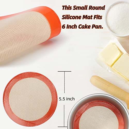 6 Inch Round Baking Mats (Bright Orange / 5.5"L x 5.5"W)
