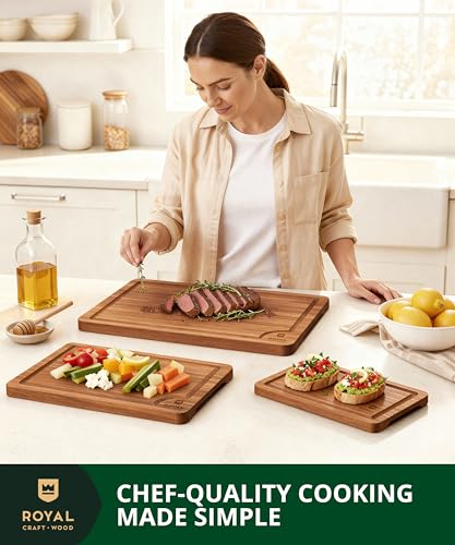Wooden Cutting Boards for Kitchen Meal Prep & Serving (3-Piece (Gift_Set) / Brown)