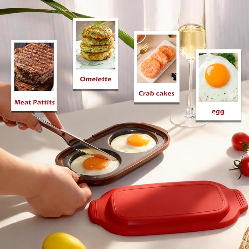 Microwave Egg Cooker & Poacher Maker for 2 Eggs (Red)