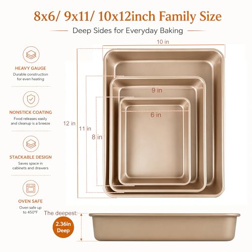 Deep Baking Pans Set (3 Count)