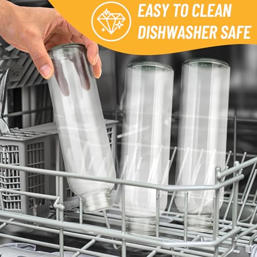 12 Pack] 18 oz Glass Water Bottles with Lids (Clear-12set/18oz / 18oz)