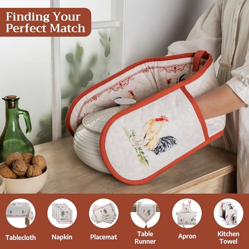 Double Oven Mitts 100% Cotton Double Oven Glove (009 - Campagne / 7" x 35" (Double Oven Mitt))
