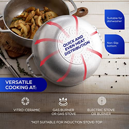 17 QT / 16 Liter) Caldero Pot with Lid, Large Cast Aluminum Rice & Cooking Pot, 47 Cup Capacity for Catering, Restaurants, Soups, Stews, Frying & Large-Batch Cooking