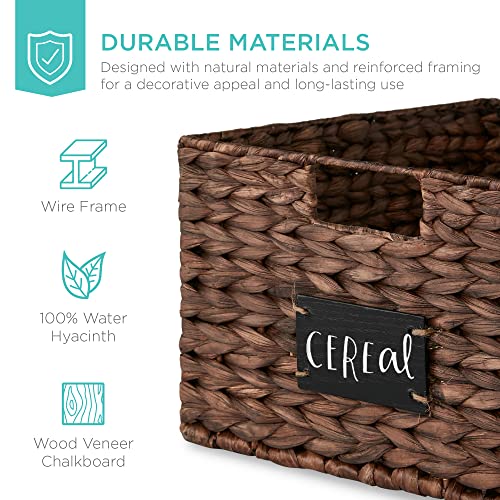 Pantry Baskets Set of 2 16x12in Water Hyacinth Storage Baskets (12x16x8in / Brown)
