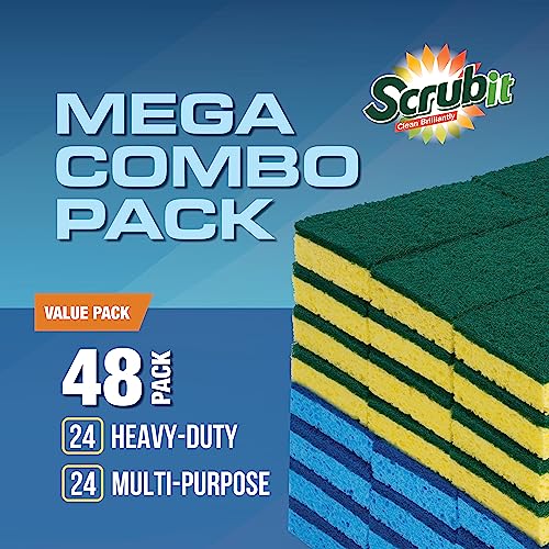 48 Pack Kitchen Sponges Dish Sponge for Washing Dishes (48 Count)