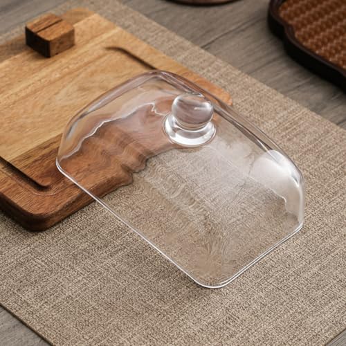 Glass & Acacia Wood Butter Dish with Airtight Glass Lid & Serving Knife