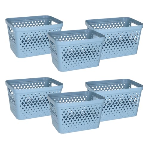 Plastic Storage Basket Set (Marina Blue / 4 Gallon)