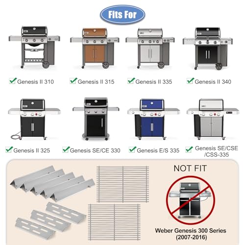 Stainless Steel Grill Grates with 66032 Flavorizer Bars for Weber Genesis II Grill Parts GS4