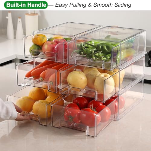 2 Pack Stackable Refrigerator Organizer Bins with Pull (2 Count)
