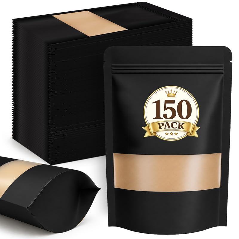 150 Pack Resealable Bags for Small Business (Black / 150 Pack 6.7x9.8in (17x25cm))