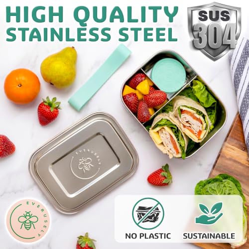 Stainless Steel Bento Box + Condiment Container (Green / 37oz / 1100ml)