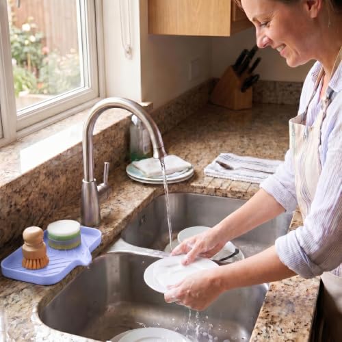 Silicone Soap Dish with Drain Spout (Light Purple / M(9.6"×5.3"))