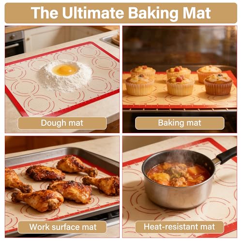 2 Pack Silicone Baking Mats (2PCS-RD)