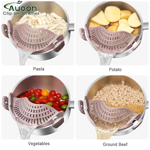 Pot Strainer Clip on Silicone (Almond Rose / Large 10.45 x 4.33 in)