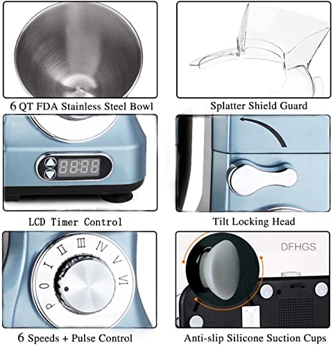 Professional Stand Mixer (Silver Blue)