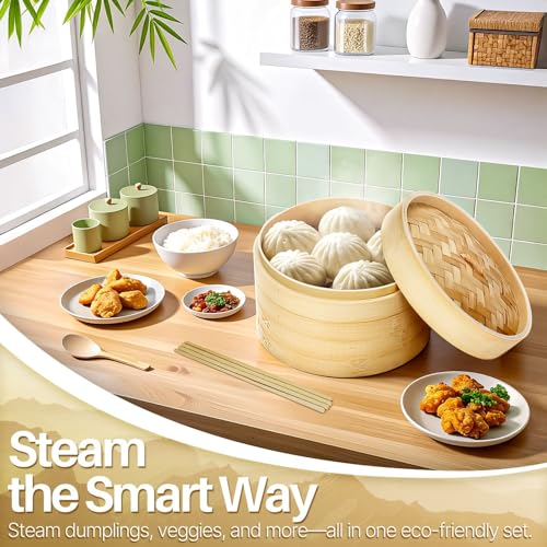 Bamboo Steamer Basket Set (8 Inch)