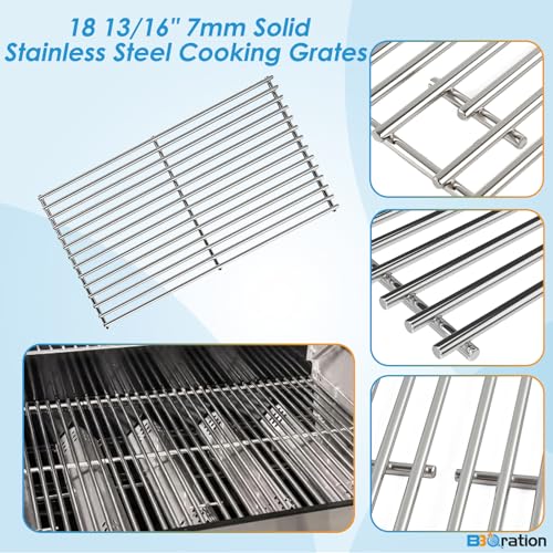 18 13 16" 7MM Solid Stainless Steel Cooking Grates Replacement Parts for Kitchen Aid 720 (18 13/16" x 10 1/2"（720-0826E）)