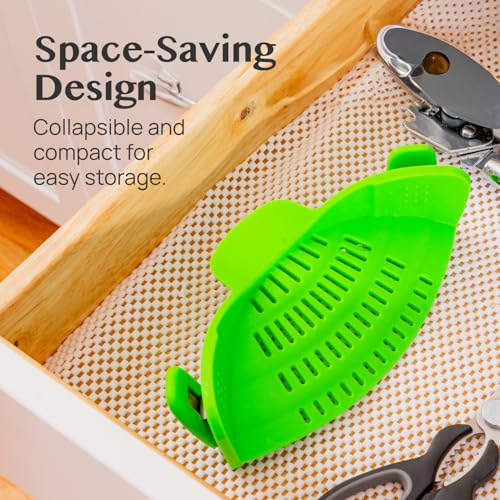 Snap N' Strain Clip On Strainer for Pots and Pans (Lime Green)