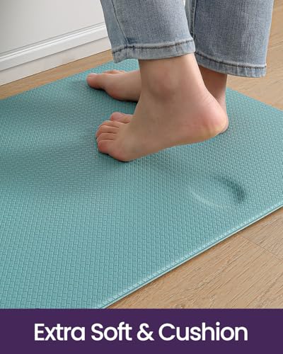 Kitchen Floor Mats Cushioned Anti Fatigue (Turquoise / 94"l X 23"w X 0.4"th)