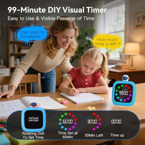 Digital Visual Timer for Kids (Robot Doll-dark Blue)