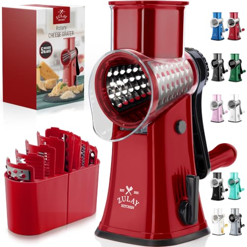 Rotary Cheese Grater Manual Hand Crank 5 Blade Shredder