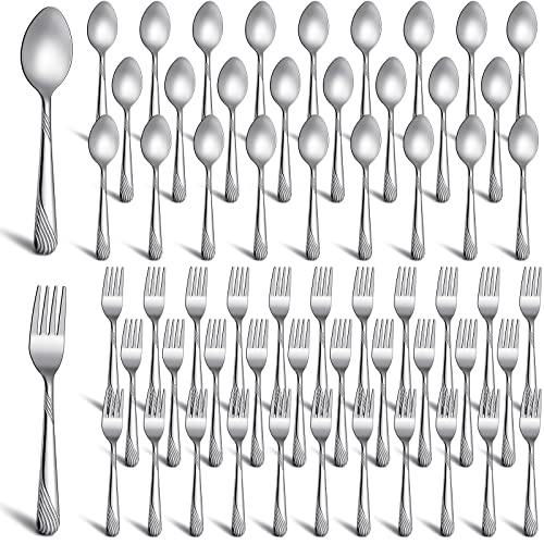 200 Pcs Dinner Forks and Spoons Silverware Set