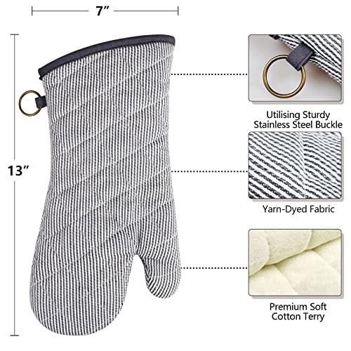 Yarn Dyed Oven Mitts 1 Pair (Gray)