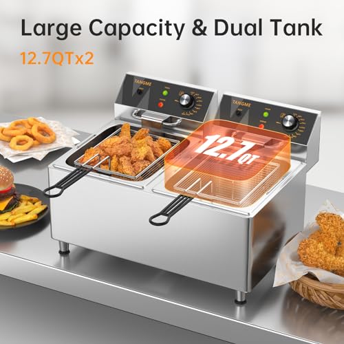 Commercial Deep Fryer 3500W Electric Countertop Fryer 25.4Qt Heavy Duty
