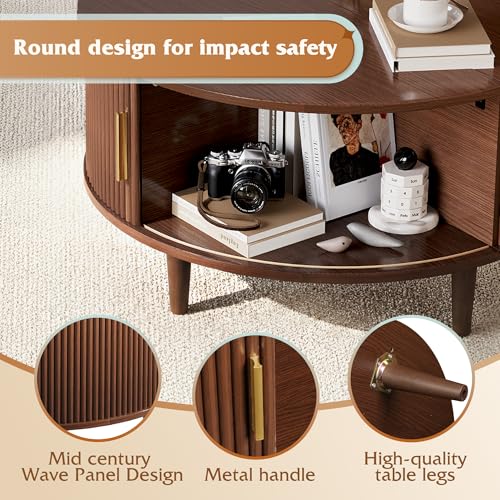 31.5" Round Coffee Table with Storage (Round_brown / 31.5" Round)