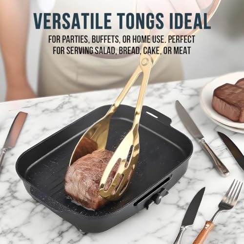 Salad Tongs for Serving 2 Pack (Gold)