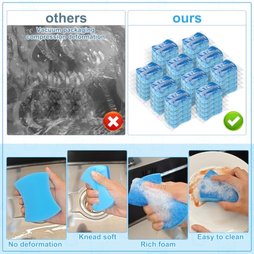 50 Pcs Individually Wrapped Sponges Uncompressed Blue (Blue)