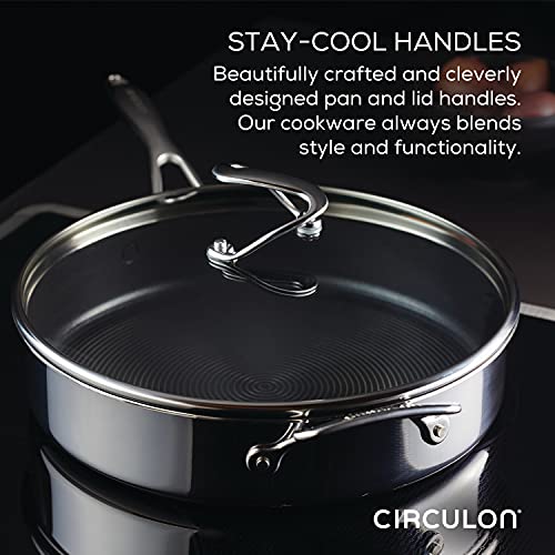 Clad Stainless Steel Saute Pan with Lid and Hybrid SteelShield and Nonstick Technology (Saute Pan (5 Quart))