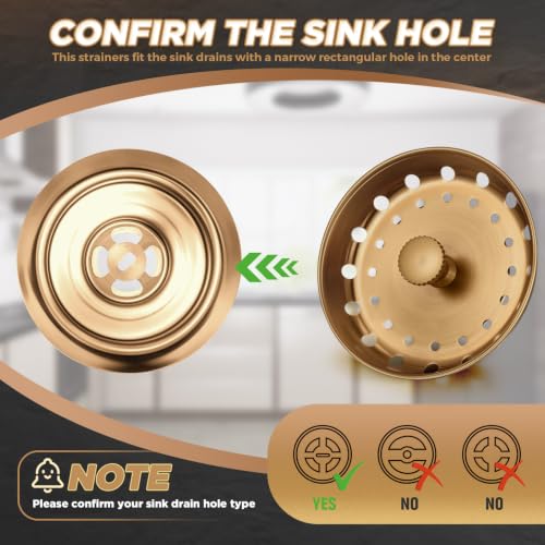 3 Pcs Sink Plug Stopper Disposal Drain Strainer (Champagne Bronze)