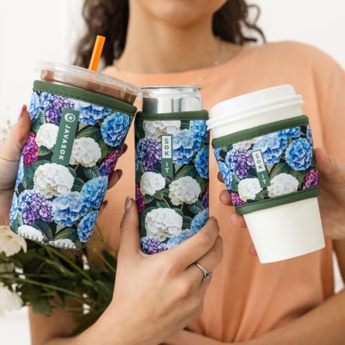 CanSok Sleeve for Beer & Soda Insulated Neoprene Cover (Hydrangea Garden / 12oz Slim Can Sleeve)