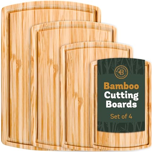 Bamboo Cutting Boards for Kitchen (4-Piece)