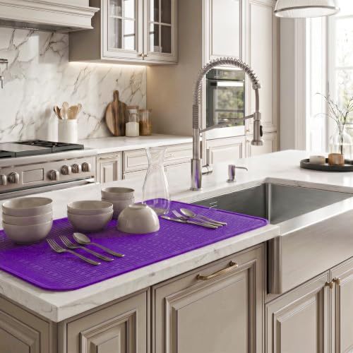 Silicone Dish Drying Mat for Multiple Usage (Purple / 36"L x 18"W)