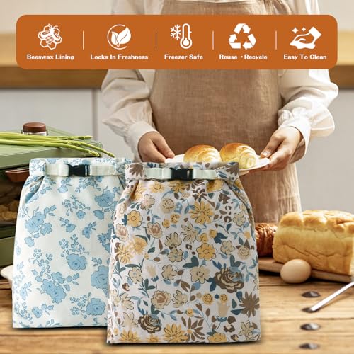 Beeswax Bread Bags for Homemade bread (Yellow & Blue)