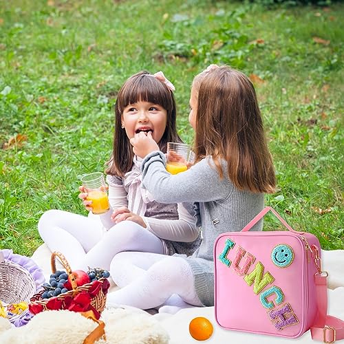 Insulated Lunch Bag With Adjustable Shoulder Strap (Pink)