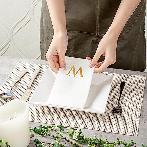 Paper Rectangle Gold Letter W Linen (Gold / 2000 Count / W)