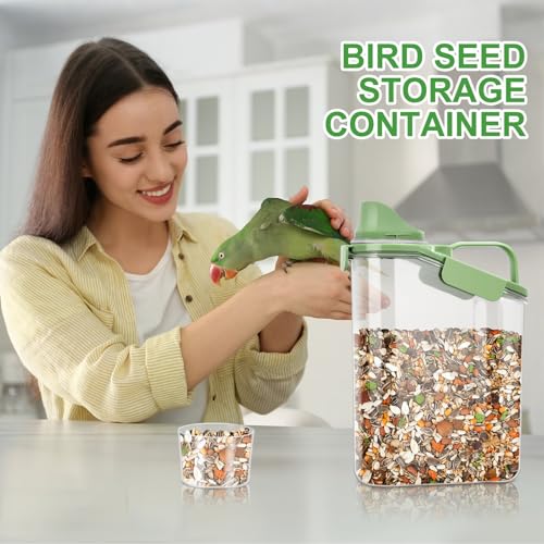 Rice Container Cereal Storage Container 2 Pack (Beige&Green 3.2+3.2Qt)
