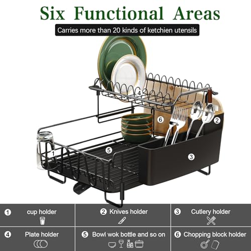 2 Tier Large Dish Drying Rack for Kitchen Counter (2-Tier Detachable)