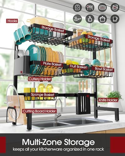 Over The Sink Dish Drying Rack (Black / Ultra - 6 Baskets)