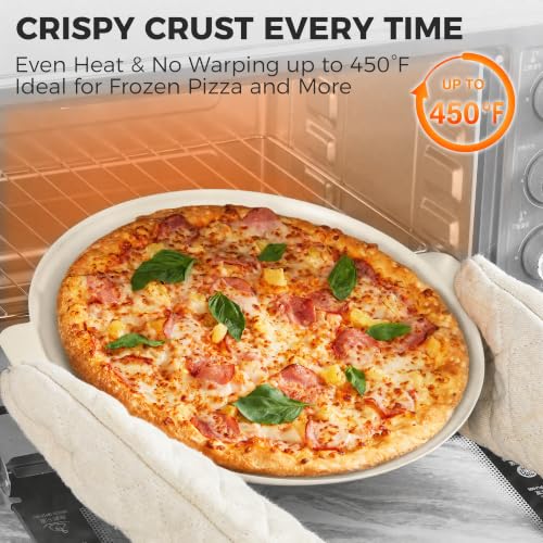 2 Pack Pizza Pan 14 Inch with Holes (Cream / 14inch with Handles (external size:15.75inch))