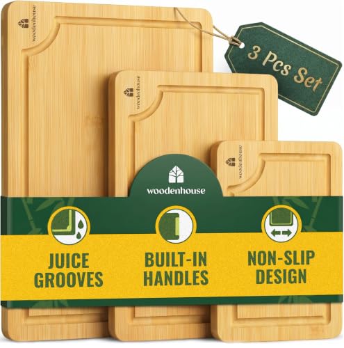 Bamboo Cutting Boards for Kitchen Set of 3 (Set of 3)