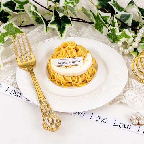 30PCS Gold Plastic Forks 8.1inch Vintage Baroque Forks for Dinners (30-Gold / Forks)
