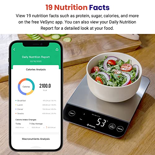 22lb Food Nutrition Scale (Stainless Steel with Black Accents)