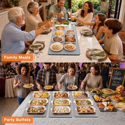 Extra Large Warming Mat for Food (XX Large Size: 36"x16" / Gray)