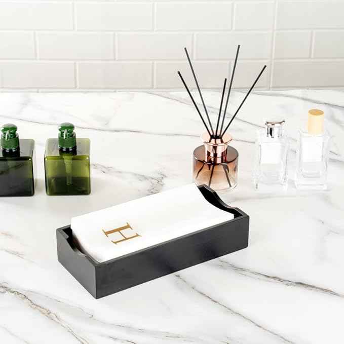 Luxenap 15.8 X 7.9 Inch Linen-Feel Guest Towels, 50 Lettered Hand Towels - Gold Letter 'H', Sans Serif Font, White Paper Dinner Napkins, airlaid, For Restrooms And Tables - Restaurantware